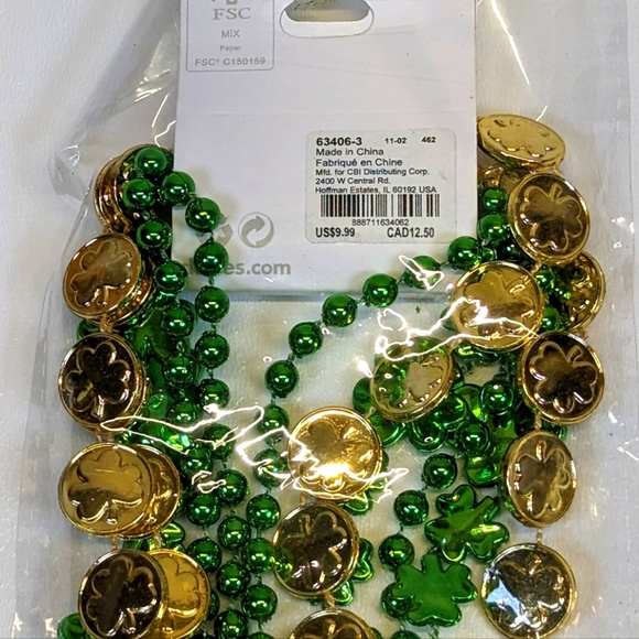 Claire's St.Patrick's Day Celebration Bead Necklaces for 2 - Gold Green Shamrock - Picture 4 of 4